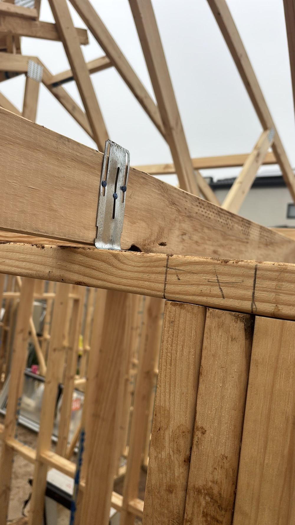Ineffective shear bracket, recorded on a frame inspection in Fraser Rise