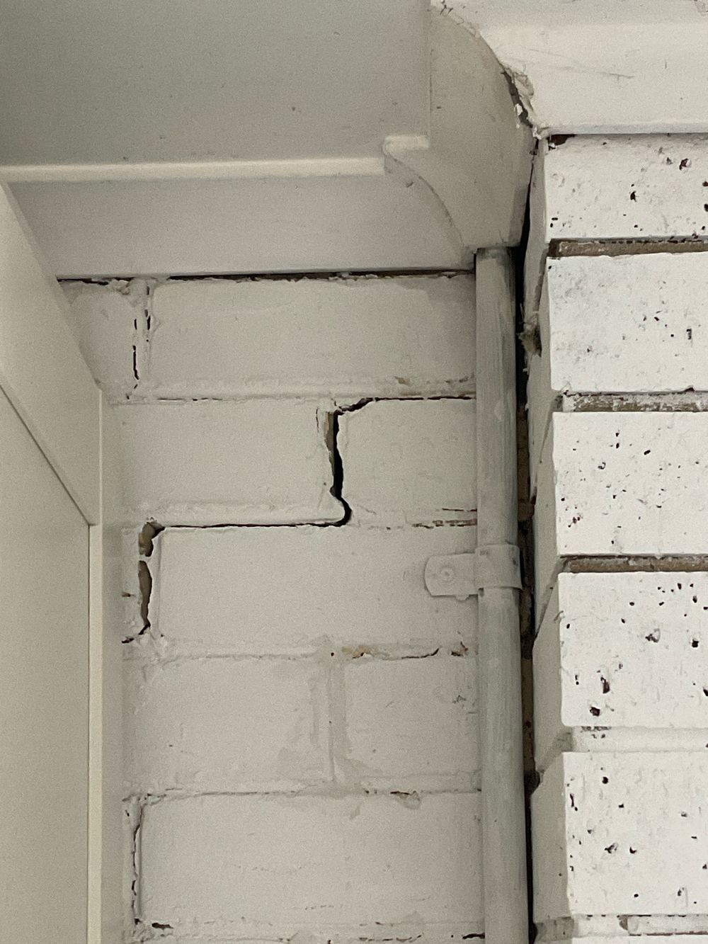 Category 3 cracking in brick veneer, recorded on a pre-purchase inspection in Newport